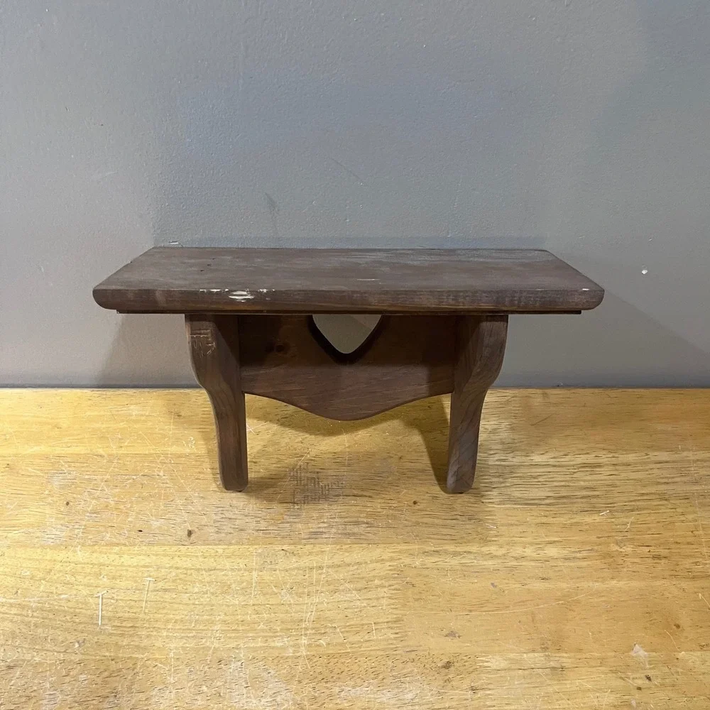 Vtg Wood Link Inc Heart Cutout Wall Shelf Dark Wood Farmhouse Country 12